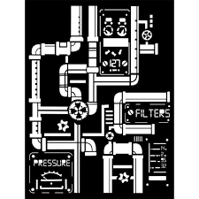 Stamperia Thick Stencil Sea World Sea Pipes